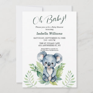 Invitación Un Baby Shower neutral de género de Koala salvaje