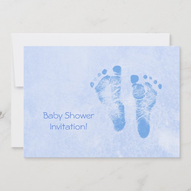 Invitación Un Baby Shower Para Los Pies De Bebé Azules (Anverso)