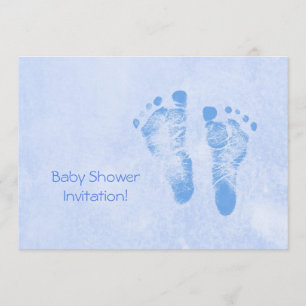 Invitación Un Baby Shower Para Los Pies De Bebé Azules