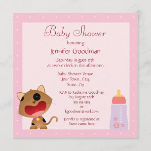 Invitación Un Baby Shower rosado de gatitos llorosos