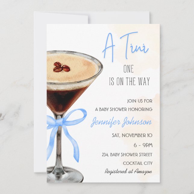 Invitación Un Baby Shower Tini One Expresso Martini (Anverso)