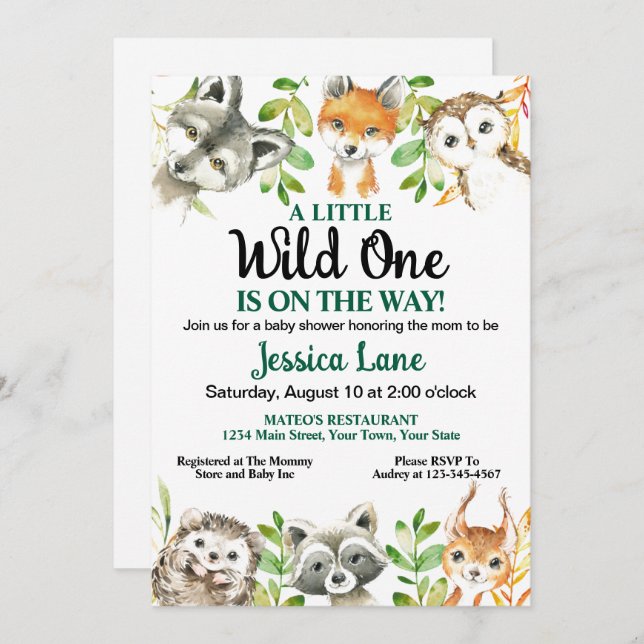 Invitación Un Baby Shower un poco salvaje (Anverso / Reverso)