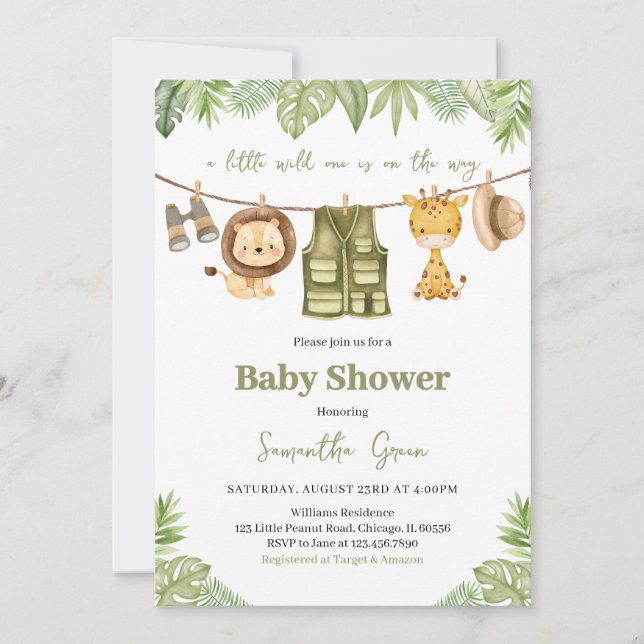 Invitación Un Baby Shower un poco salvaje (Anverso)