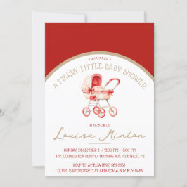 Invitación Un Baby Shower, una ducha roja y pekinesa