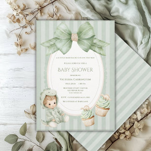 Invitación Un Babysauraus está en camino Sage Green Invitació