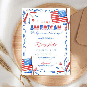 Invitación Un Bebe Americano Cumpleaños de Julio Baby Shower