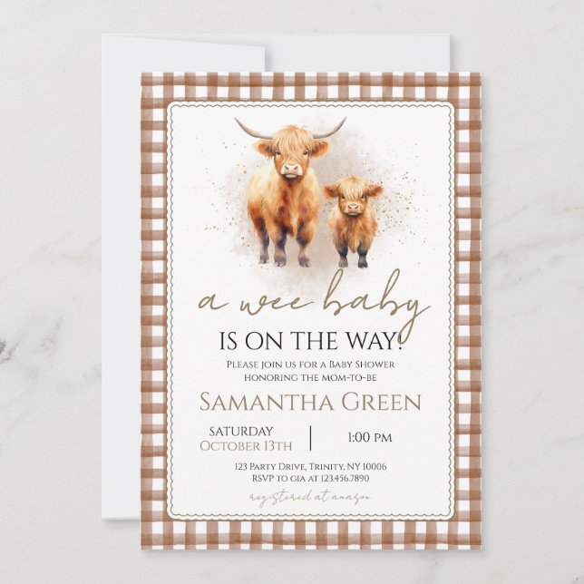 Invitación Un bebé cayó en el Baby Shower de la vaca Highland (Anverso)