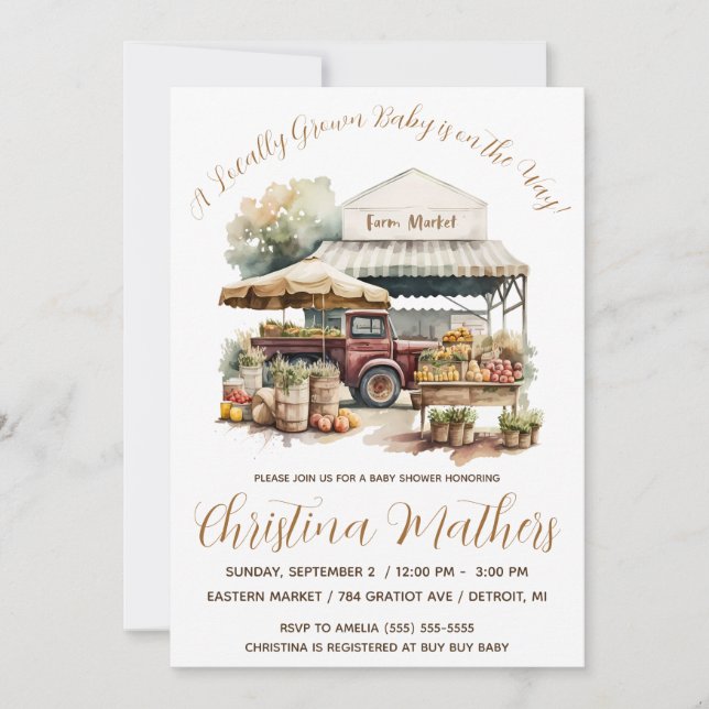 Invitación ¡Un bebé de origen local está en camino! Baby Show (Anverso)