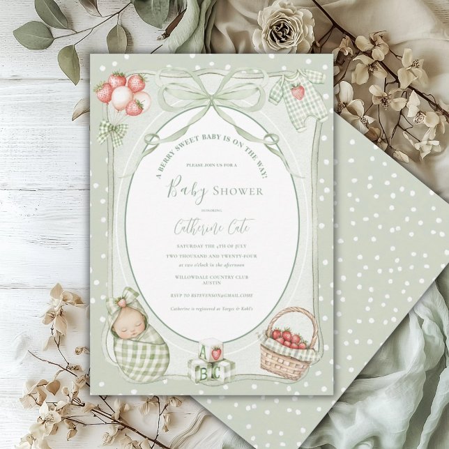Invitación Un bebé dulce como una baya Fiesta de bienvenida p (Subido por el creador)