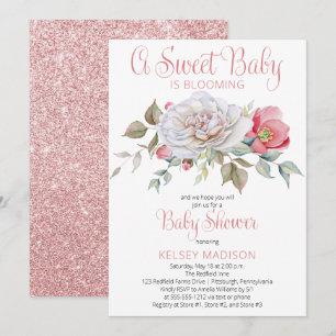 Invitación Un bebé dulce está floreciendo Chica rosado Baby S