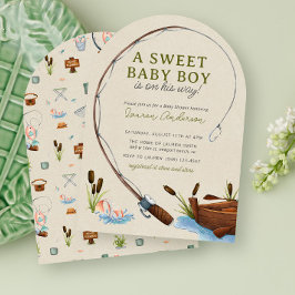 Invitación Un bebé dulce Fisherman Watercolor Baby Shower