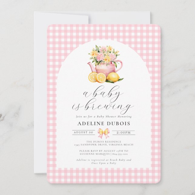 Invitación Un bebé elabora Baby Shower de flores rosas (Anverso)