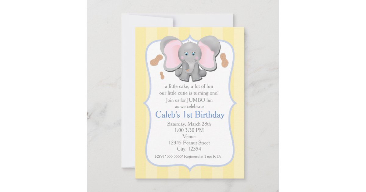Invitación Un bebé elefante, un cumpleaños o una ducha