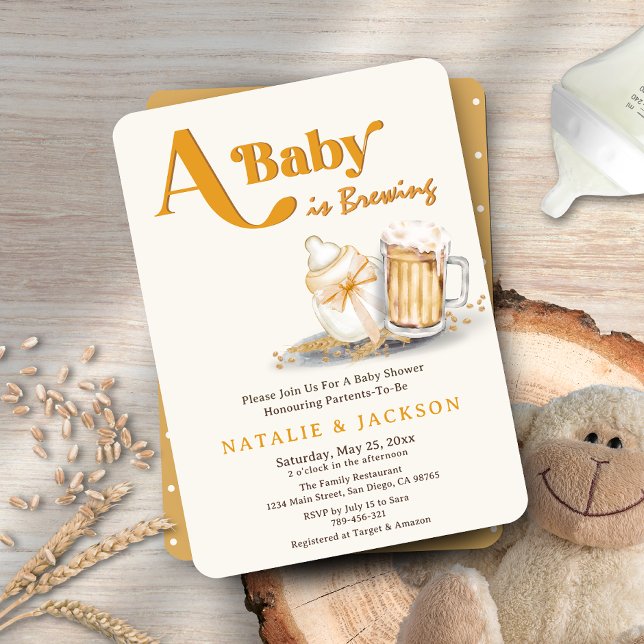 Invitación Un bebé está elaborando Baby Shower de código neut (A Baby is Brewing Gender Neutral Coed Baby Shower Invitation )