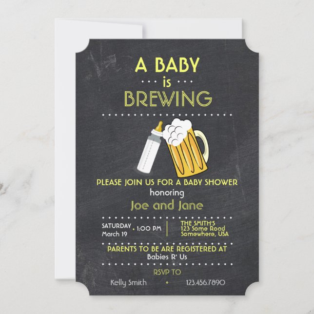 Invitación Un bebé está elaborando cerveza (Anverso)