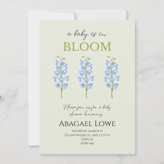 Invitación ¡Un bebé está en Bloom! (Anverso)