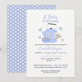Invitación Un bebé está preparando Baby Shower azul