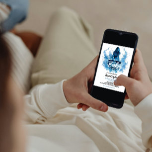 Invitación Un bebé está preparando Baby Shower azul de bruja