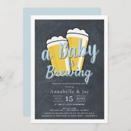 Invitación Un bebé está preparando Baby Shower azul de cervez