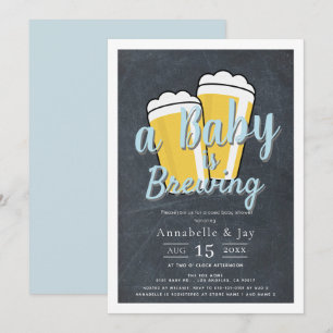 Invitación Un bebé está preparando Baby Shower azul de cervez
