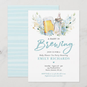 Invitación Un bebé está preparando Baby Shower de botellas y