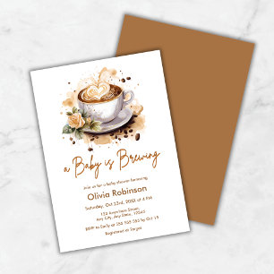 Invitación Un bebé está preparando Baby Shower de café marrón