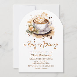 Invitación Un bebé está preparando Baby Shower de café marrón