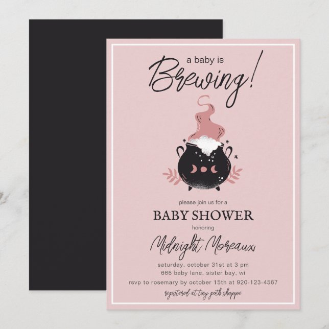 Invitación Un bebé está preparando Baby Shower de Cauldron Ha (Anverso / Reverso)