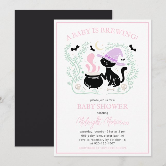 Invitación Un bebé está preparando Baby Shower de Cauldron Ha (Anverso / Reverso)