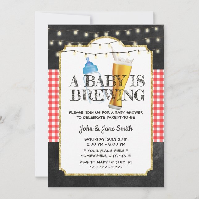 Invitación Un bebé está preparando Baby Shower de cerveza Cha (Anverso)