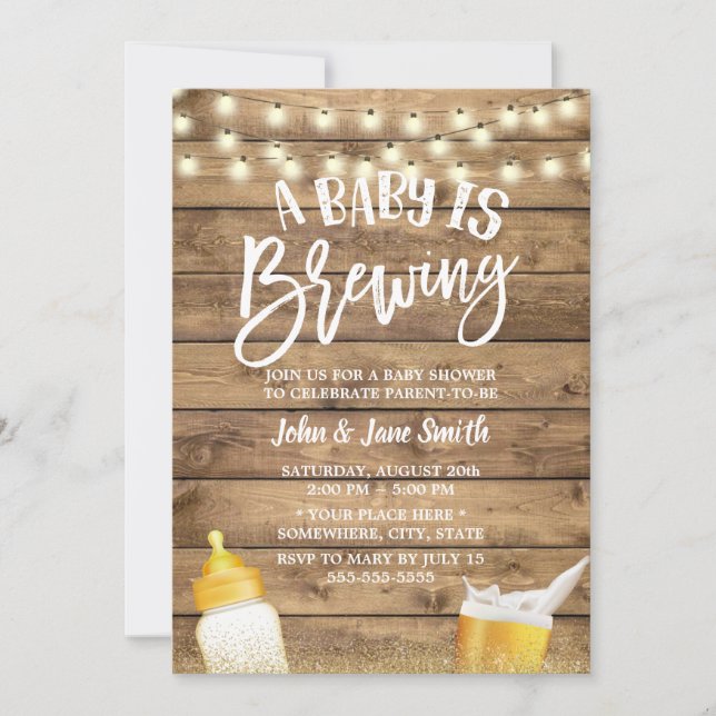 Invitación Un bebé está preparando Baby Shower de cerveza de  (Anverso)
