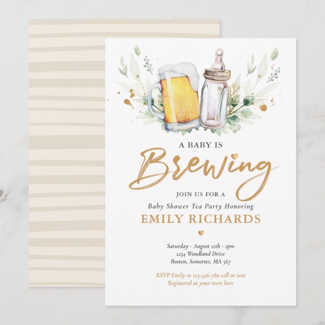Invitación Un bebé está preparando Baby Shower de cuna de cer (Anverso / Reverso)