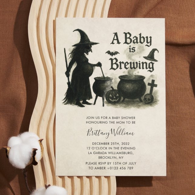 Invitación Un bebé está preparando Baby Shower de Halloween (Subido por el creador)
