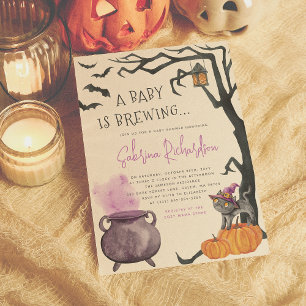Invitación Un bebé está preparando Baby Shower de Halloween,