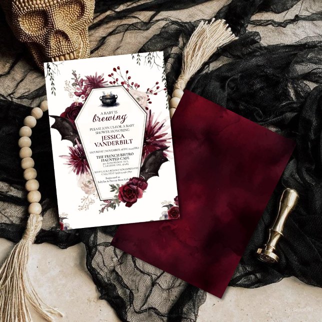 Invitación Un bebé está preparando Baby Shower de Halloween (Subido por el creador)