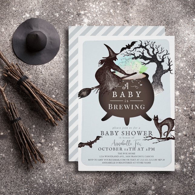 Invitación Un bebé está preparando Baby Shower de Halloween a (Subido por el creador)