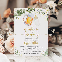 Invitación Un bebé está preparando Baby Shower de oro de la v