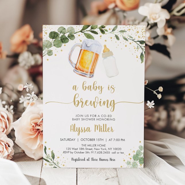 Invitación Un bebé está preparando Baby Shower de oro de la v (Subido por el creador)