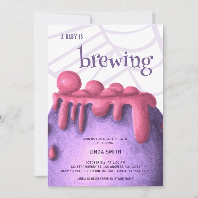 Invitación Un bebé está preparando Baby Shower de Witch Hallo (Anverso)