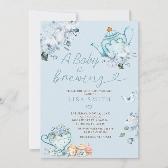 Invitación Un bebé está preparando Baby Shower Fiesta de té (Anverso)