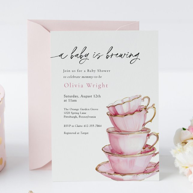Invitación Un bebé está preparando Baby Shower Fiesta de té (Subido por el creador)