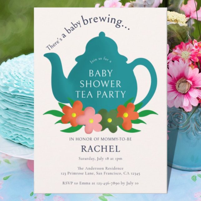Invitación Un bebé está preparando Baby Shower Fiesta de té (Subido por el creador)