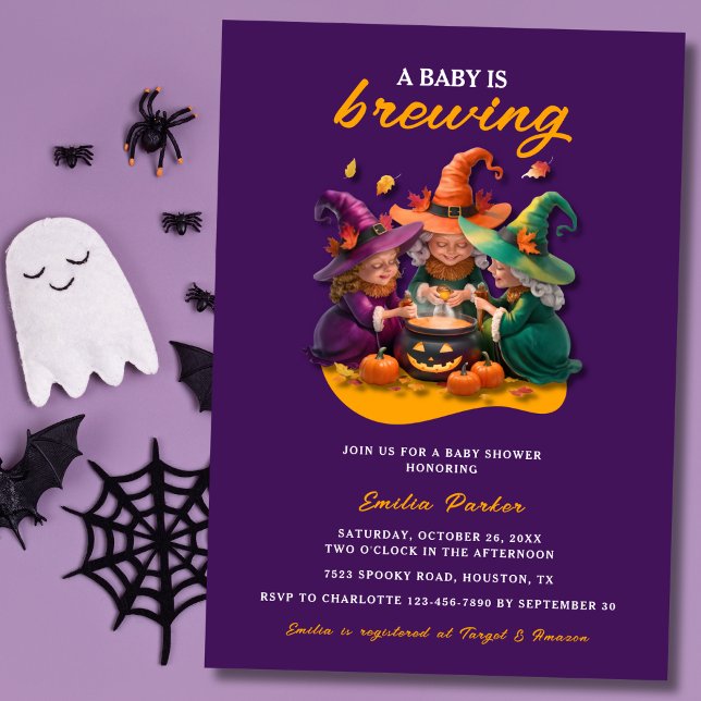 Invitación Un bebé está preparando Baby Shower Halloween mode (Subido por el creador)