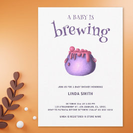 Invitación Un bebé está preparando Baby Shower morado de Hall