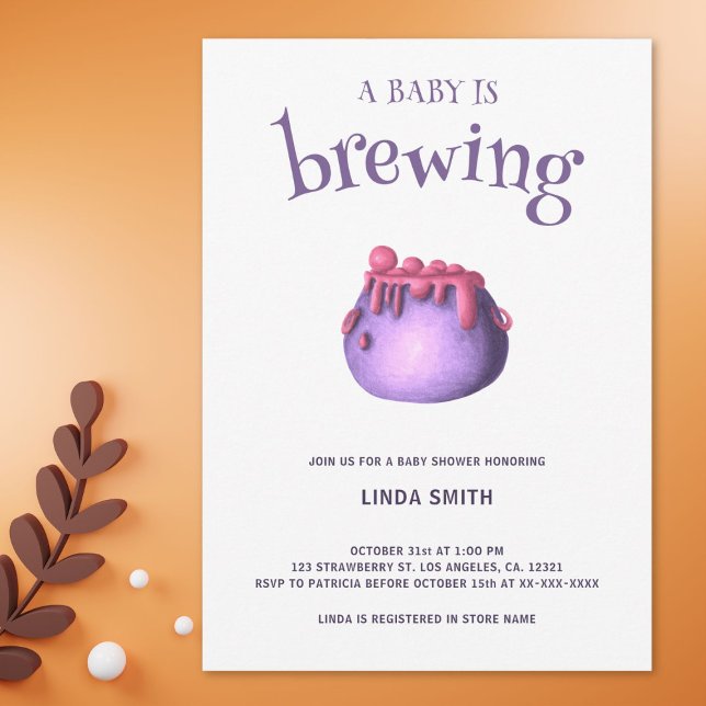Invitación Un bebé está preparando Baby Shower morado de Hall (Subido por el creador)