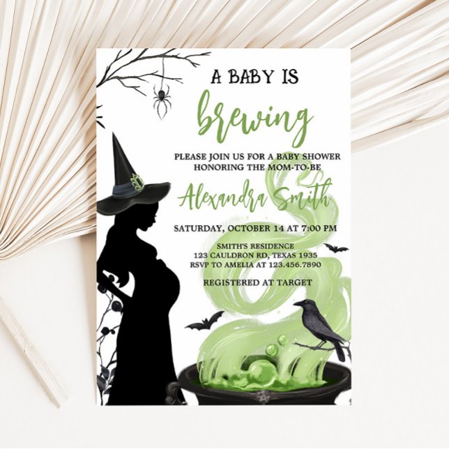 Invitación Un bebé está preparando Baby Shower verde de Hallo (Green A Baby is Brewing Baby Shower Invitation)