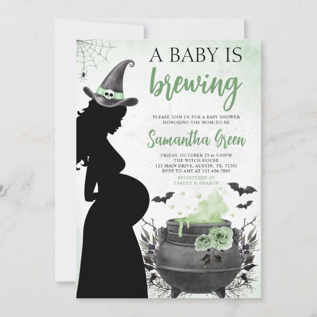 Invitación Un bebé está preparando Baby Shower verde de Hallo (Anverso)