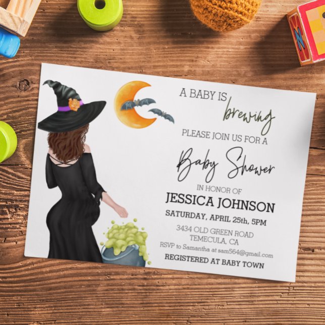 Invitación Un bebé está preparando Bruja Acuarela Personaliza (Subido por el creador)