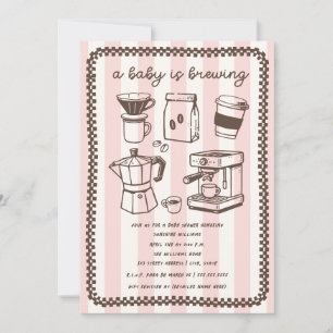 Invitación Un bebé está preparando café Chica rosado Baby Sho