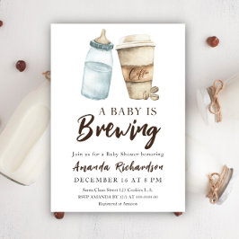 Invitación Un bebé está preparando café de botella Baby Showe